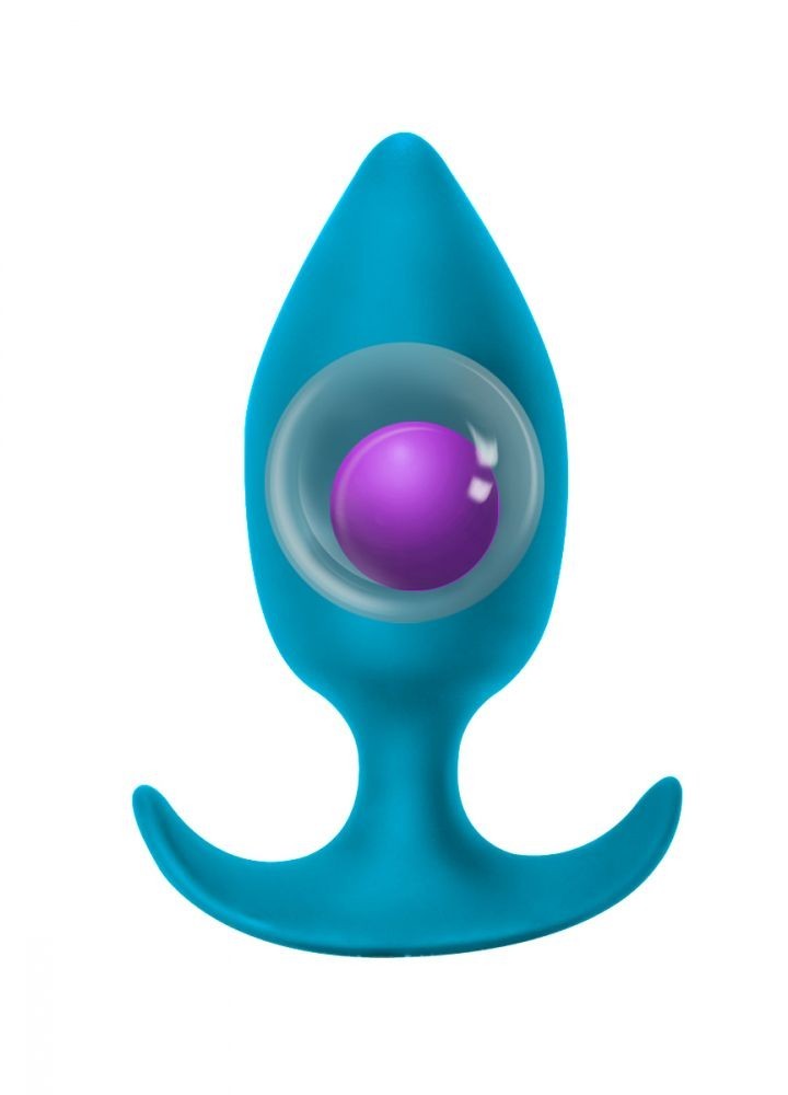 Anální kolík Lola Games Spice It Up Insatiable modrý, anální kolík s pohybující se kuličkou uvnitř 10,3 x 1,2–4 cm