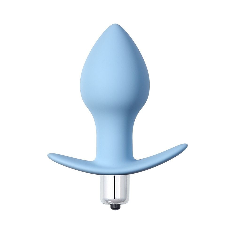 Vibrační anální kolík Lola Games First Time Bulb modrý, silikonový vibrační kolík 10,5 x 4 cm