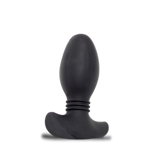 Titus Silicone Series Ribbed Plug Medium, čierny análny kolík 12,7 x 4,6 cm