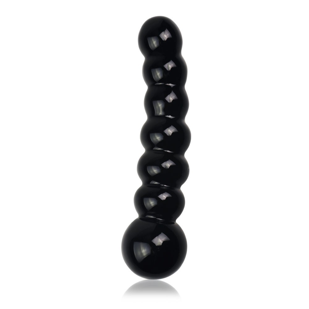 Lovetoy 6.8" Glass Romance GS09BK, černé skleněné dildo 16 x 3,8 cm