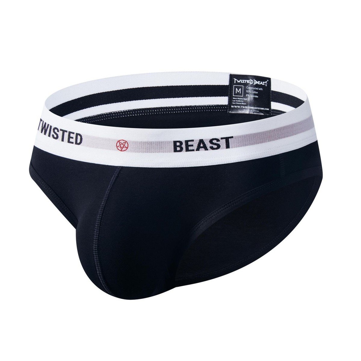 Slipy Twisted Beast Insignia Brief černé S, pánské bavlněné slipy