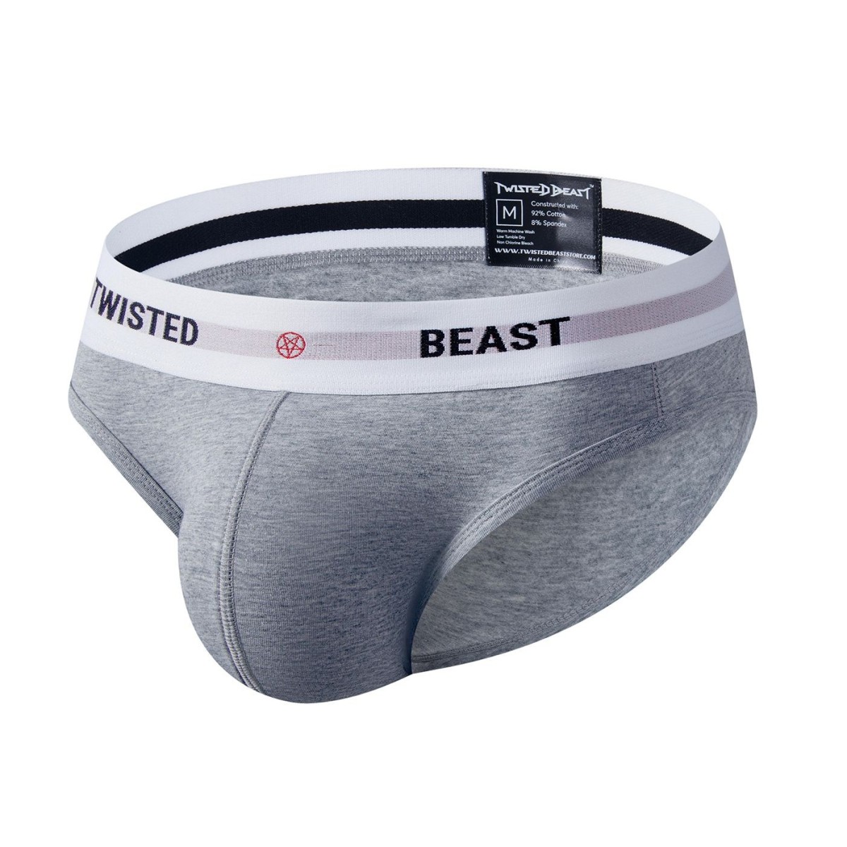 Slipy Twisted Beast Insignia Brief šedé M, pánské bavlněné slipy