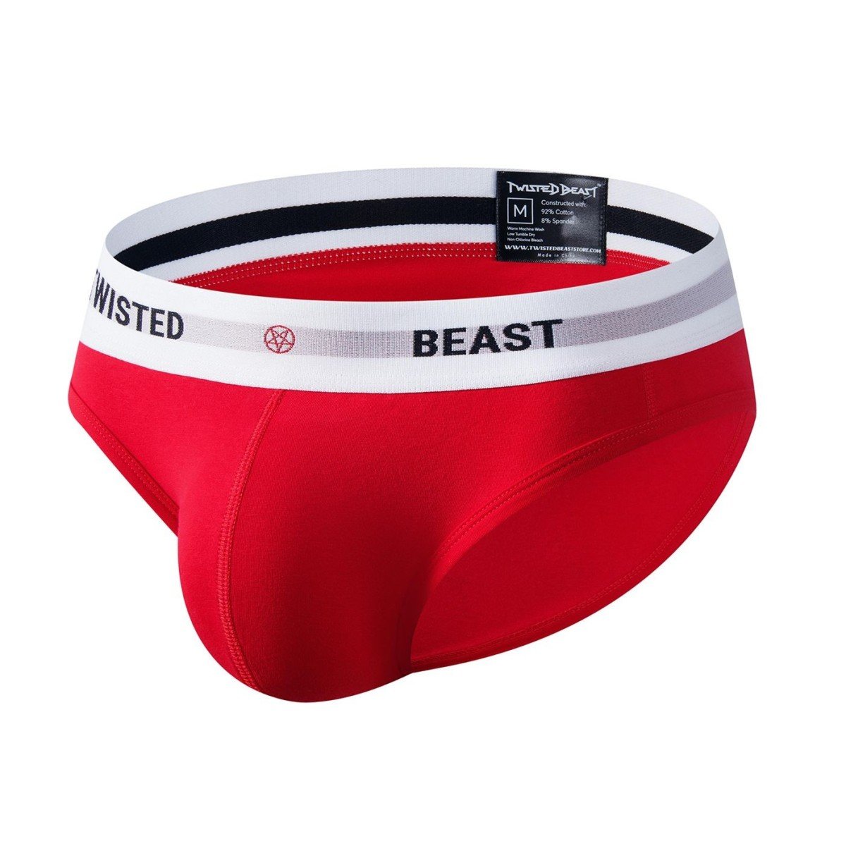 Slipy Twisted Beast Insignia Brief červené M, pánské bavlněné slipy