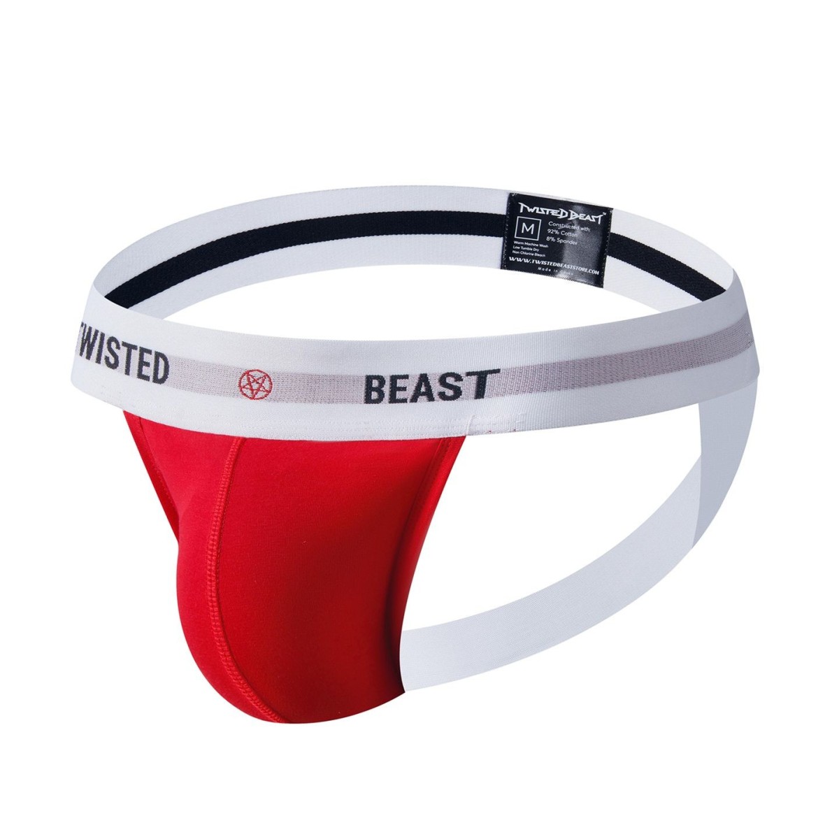 Jocksy Twisted Beast Insignia Jock červené S, pánské bavlněné jockstrapy