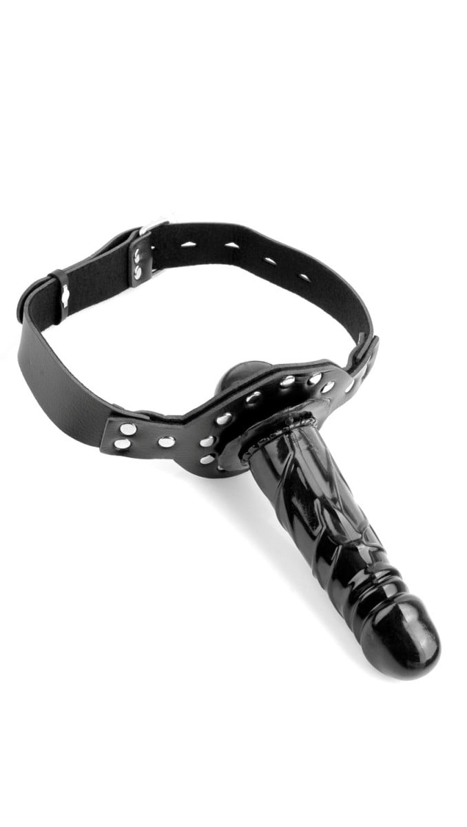 Pipedream Fetish Fantasy Deluxe Ball Gag with Dildo, uzamykateľný roubík s odnímateľným dildom