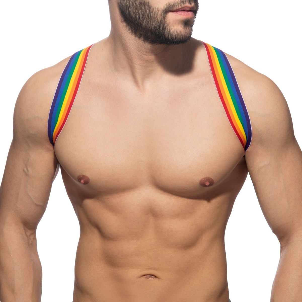 Harness Addicted AD1181 Rainbow Spider bílý XL–XXL, elastický postroj pro muže