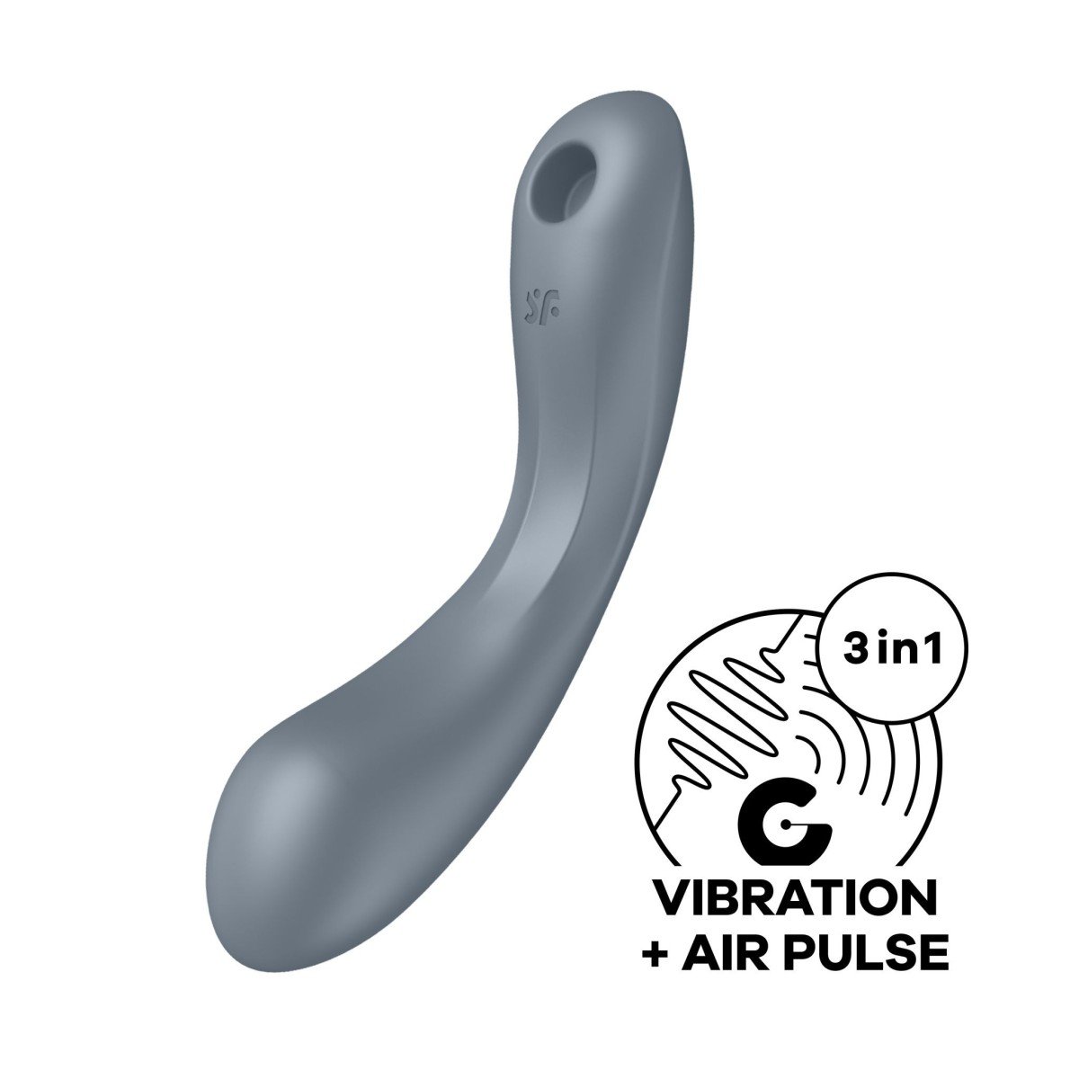 Vibrátor s tlakovými vlnami Satisfyer Curvy Trinity 1 Bluegrey, multifunkční vibrátor se stimulátorem klitorisu