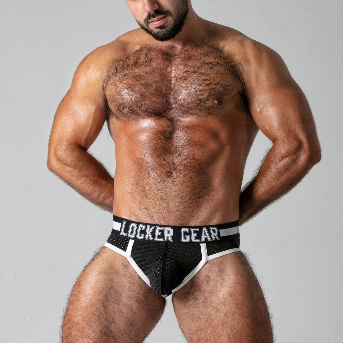 Slipy Locker Gear LK0525 Push It Brief bílé XXL, pánské síťované slipy