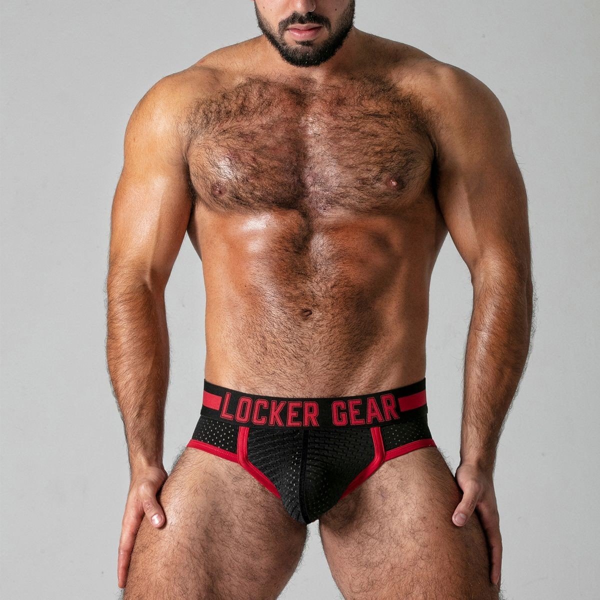 Slipy Locker Gear LK0525 Push It Brief červené XL, pánské síťované slipy