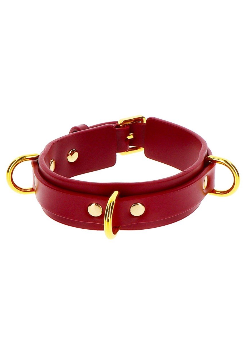 Taboom D-Ring Collar Deluxe, červený obojek z umělé kůže