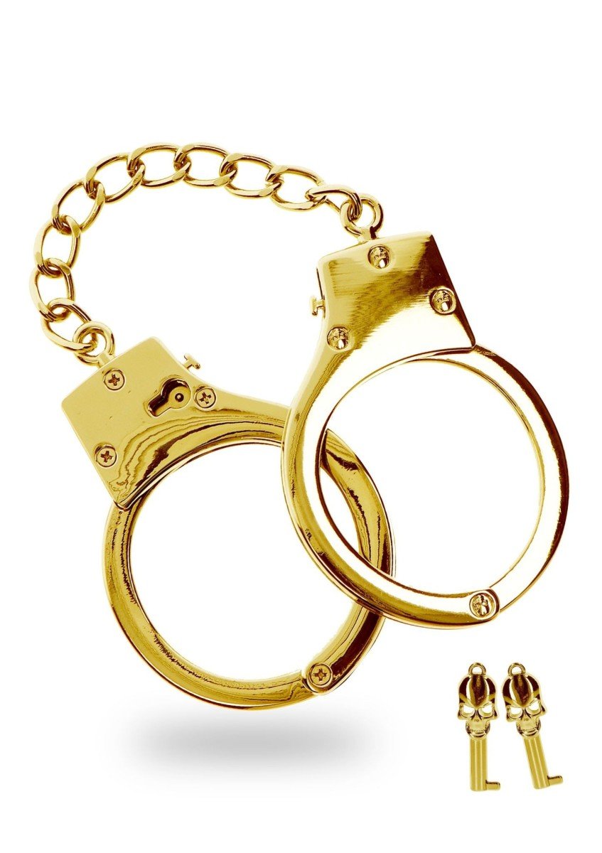 Taboom Gold Plated BDSM Handcuffs, zlatá kovová pouta