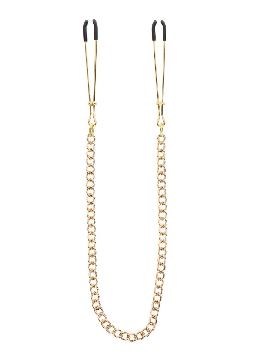 Svorky na bradavky Taboom Tweezers with Chain zlaté, kovové svorky s řetízkem