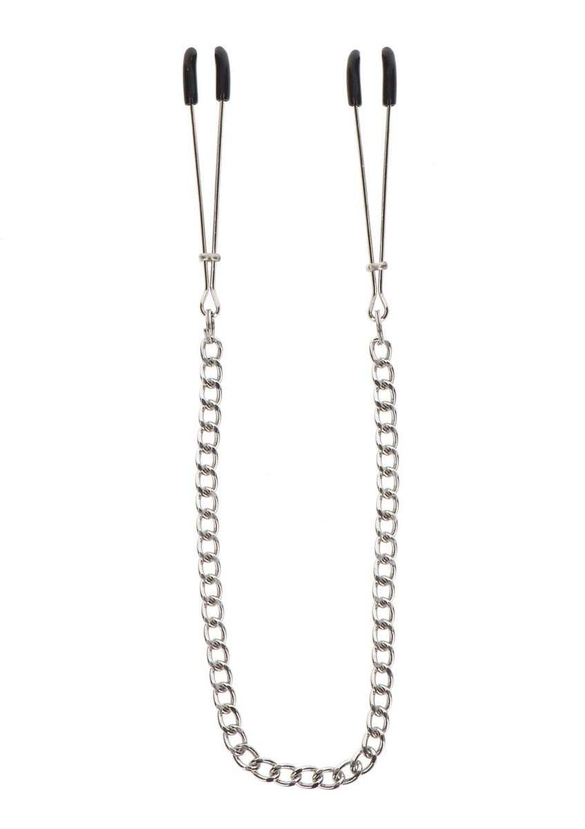 Svorky na bradavky Taboom Tweezers with Chain stříbrné, kovové svorky s řetízkem