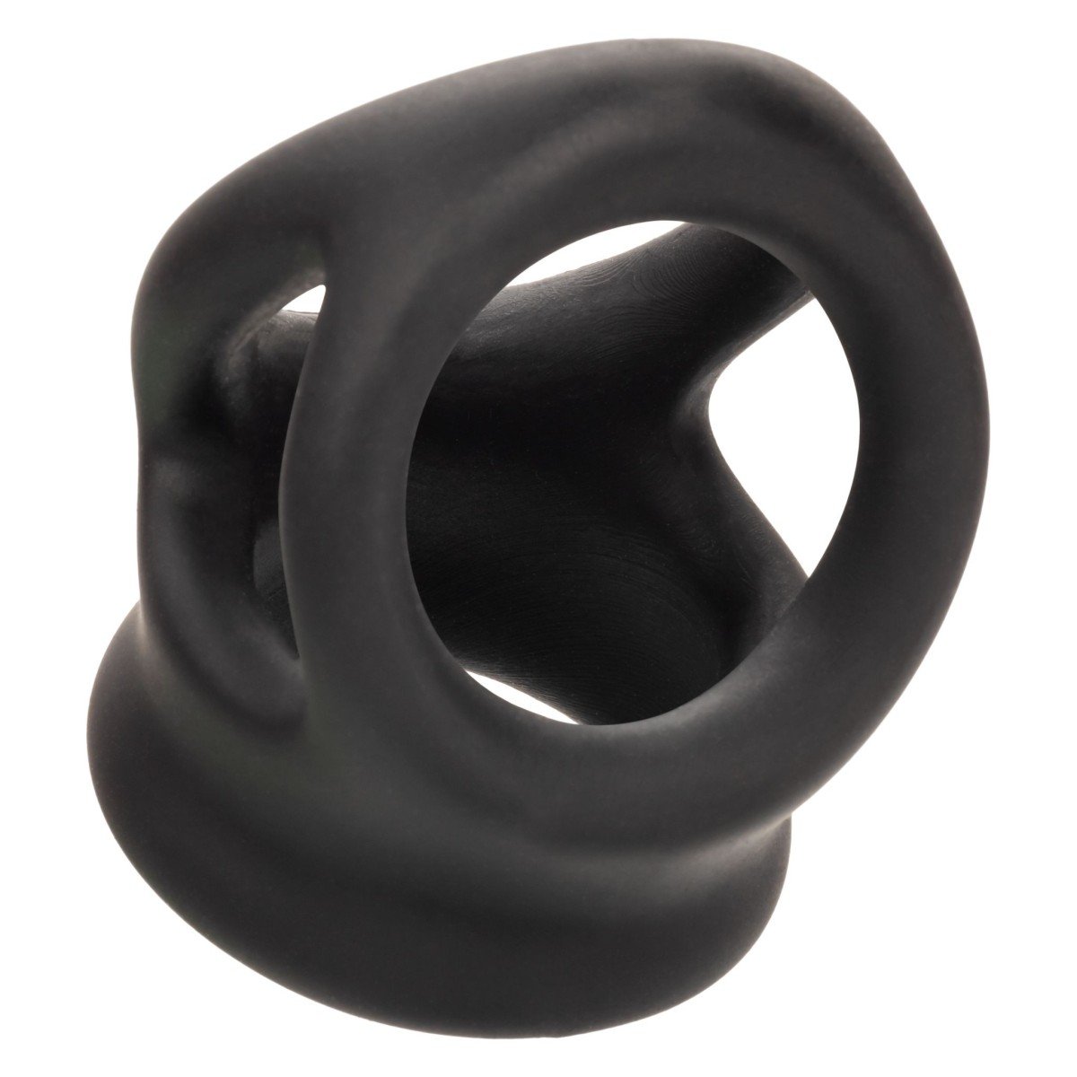 CalExotics Alpha Liquid Silicone Dual Cage & Ring, elastický erekční kroužek na penis a varlata