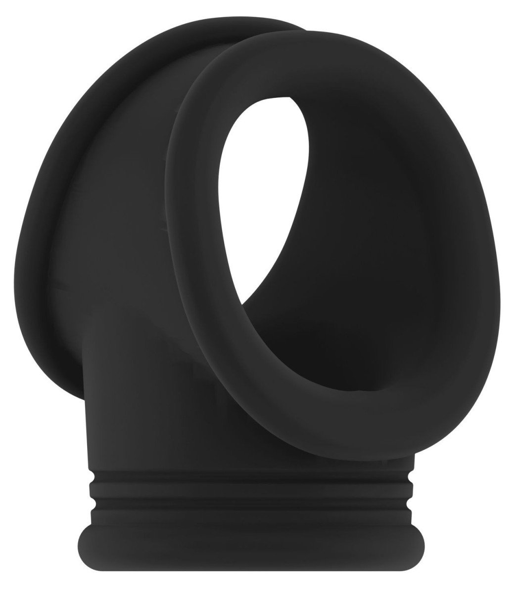 Erekční kroužek a natahovač varlat Sono No.48 černý, elastický kroužek na penis a varlata