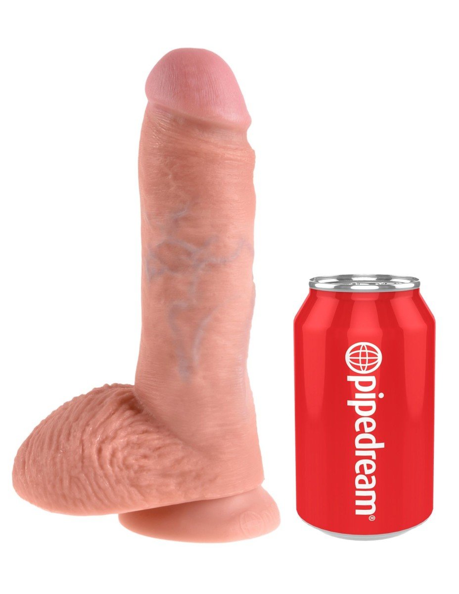 Realistické dildo so semenníkmi King Cock 8″