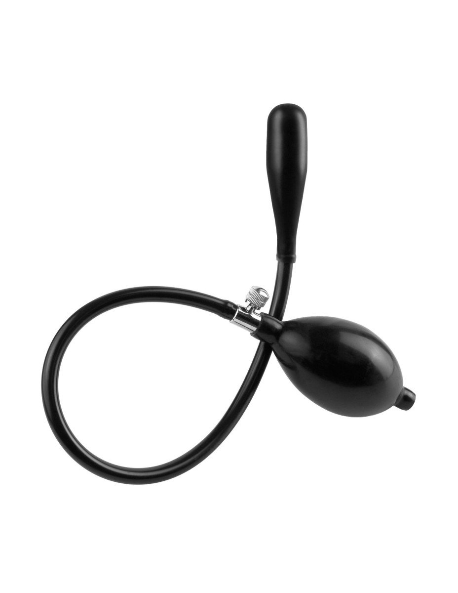 Anal Fantasy Collection Inflatable Silicone Ass Expander Black, čierny silikónový nafukovací análny kolík 7,6 x 1,9 cm