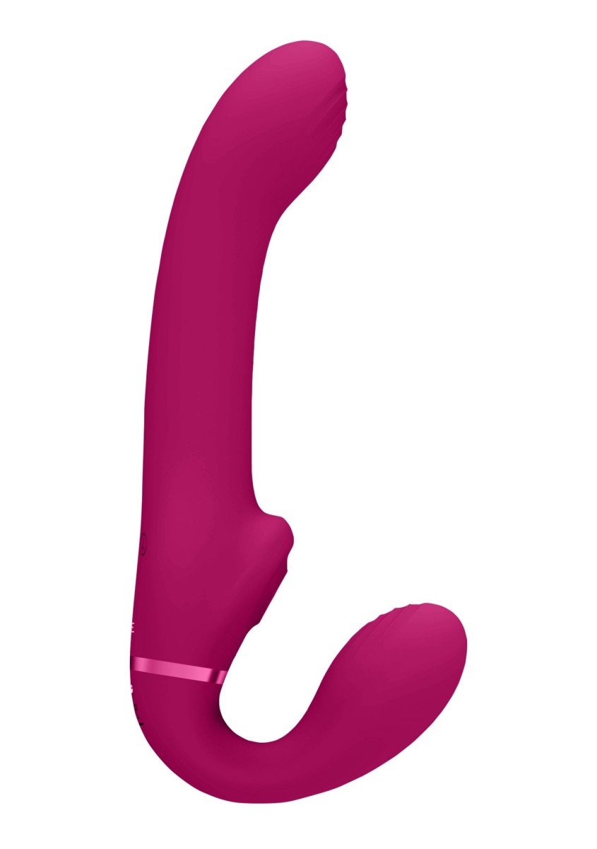 Vibračné vkladacie dildo Vive AI ružové, strapless strap-on dildo s tlakovým stimulátorom klitorisu 23,5 x 4,2 cm