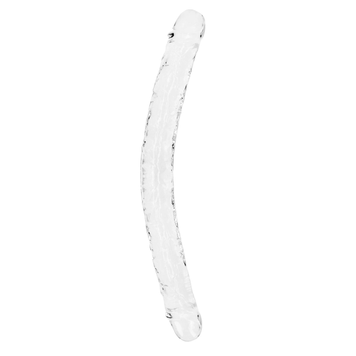 Gelové dildo RealRock Realistic Double Dong 18″ průhledné, oboustranné dildo 45 x 4,3 cm