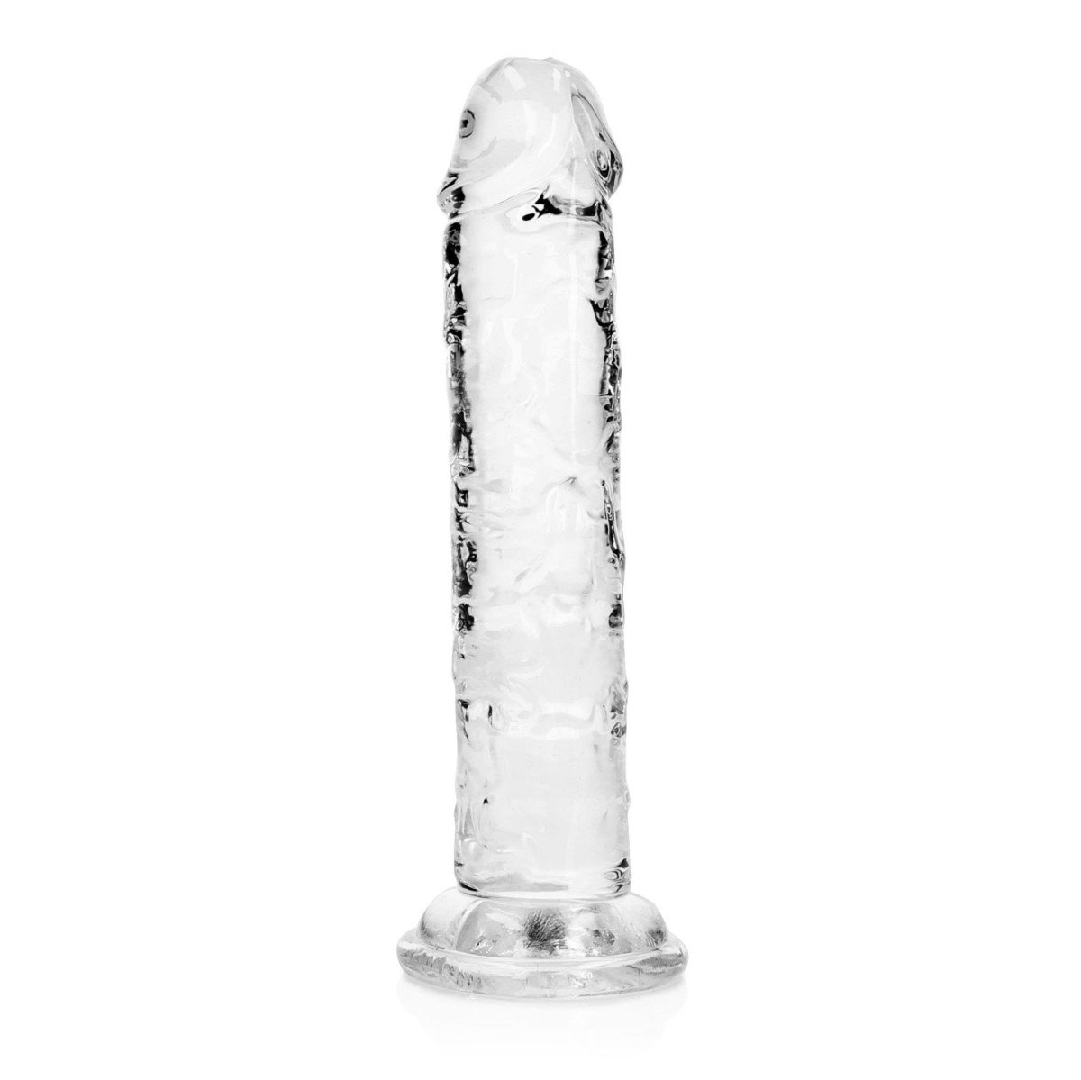 Gelové dildo RealRock Crystal Clear Realistic 6″ průhledné, dildo s přísavkou 15,5 x 2,8 cm