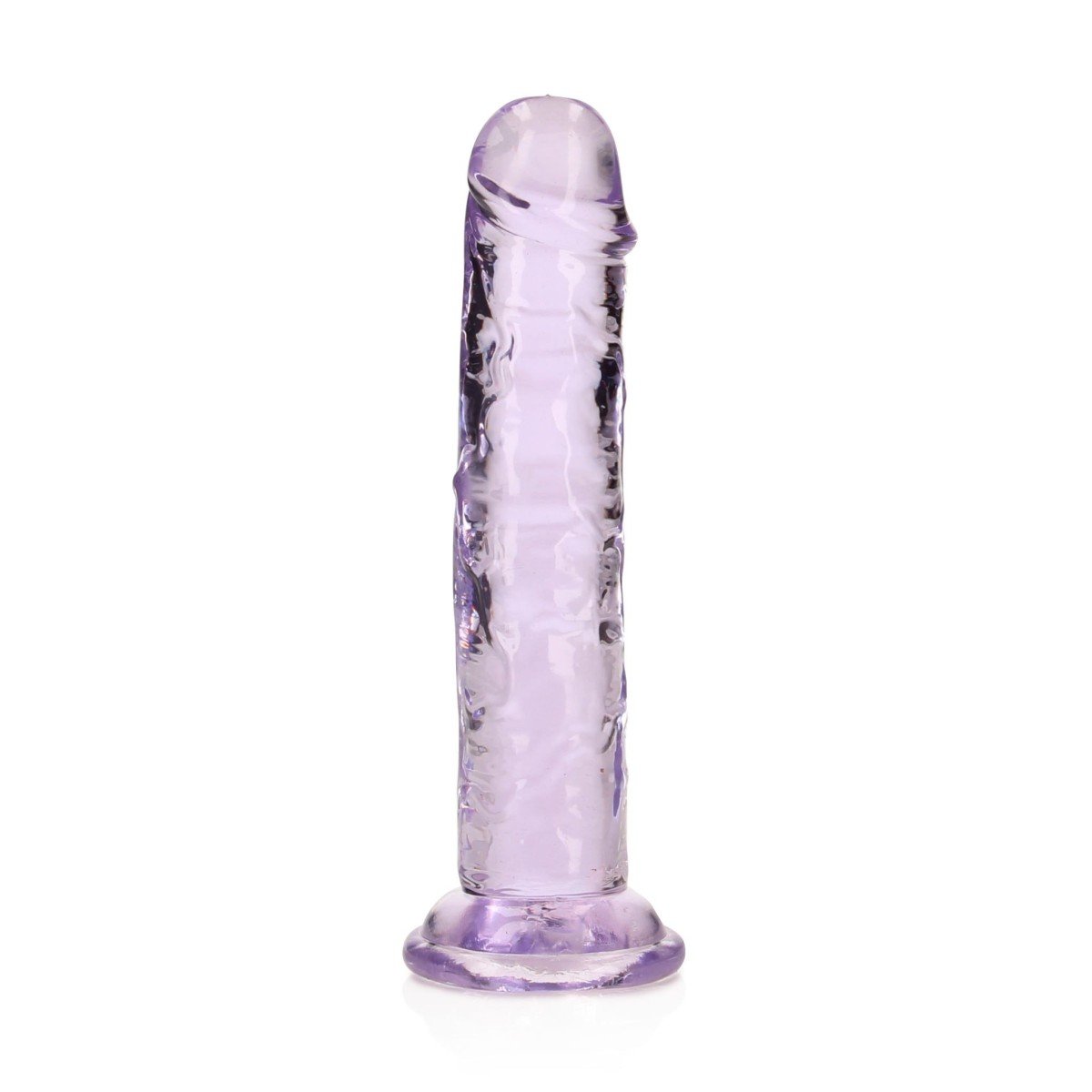 Gelové dildo RealRock Crystal Clear Realistic 6″ fialové, dildo s přísavkou 15,5 x 2,8 cm