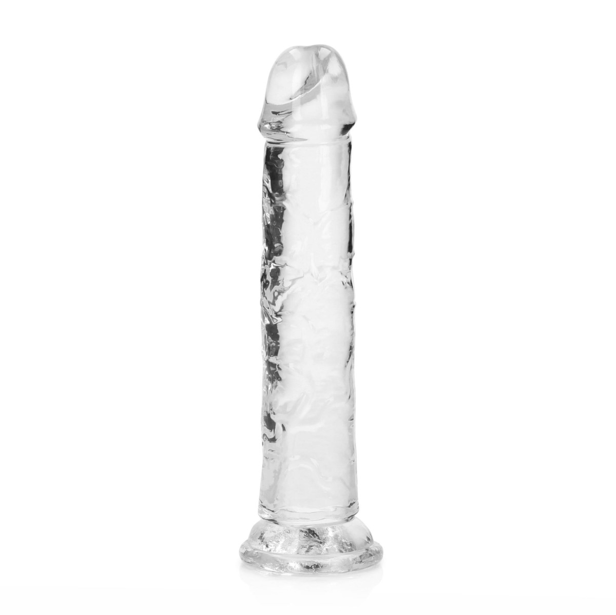 Gelové dildo RealRock Crystal Clear Realistic 7″ průhledné, dildo s přísavkou 20 x 3,8 cm