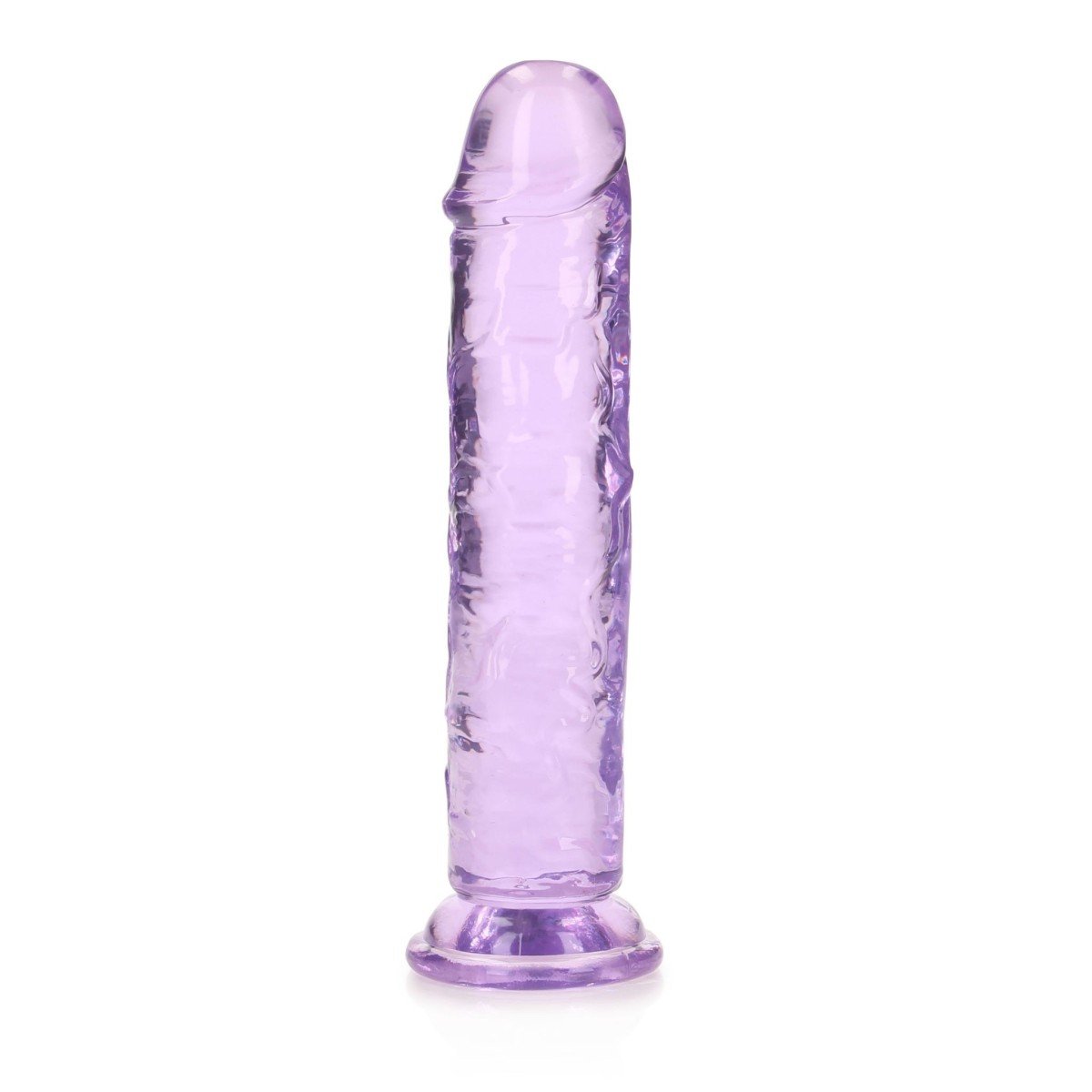 Gelové dildo RealRock Crystal Clear Realistic 7″ fialové, dildo s přísavkou 20 x 3,8 cm