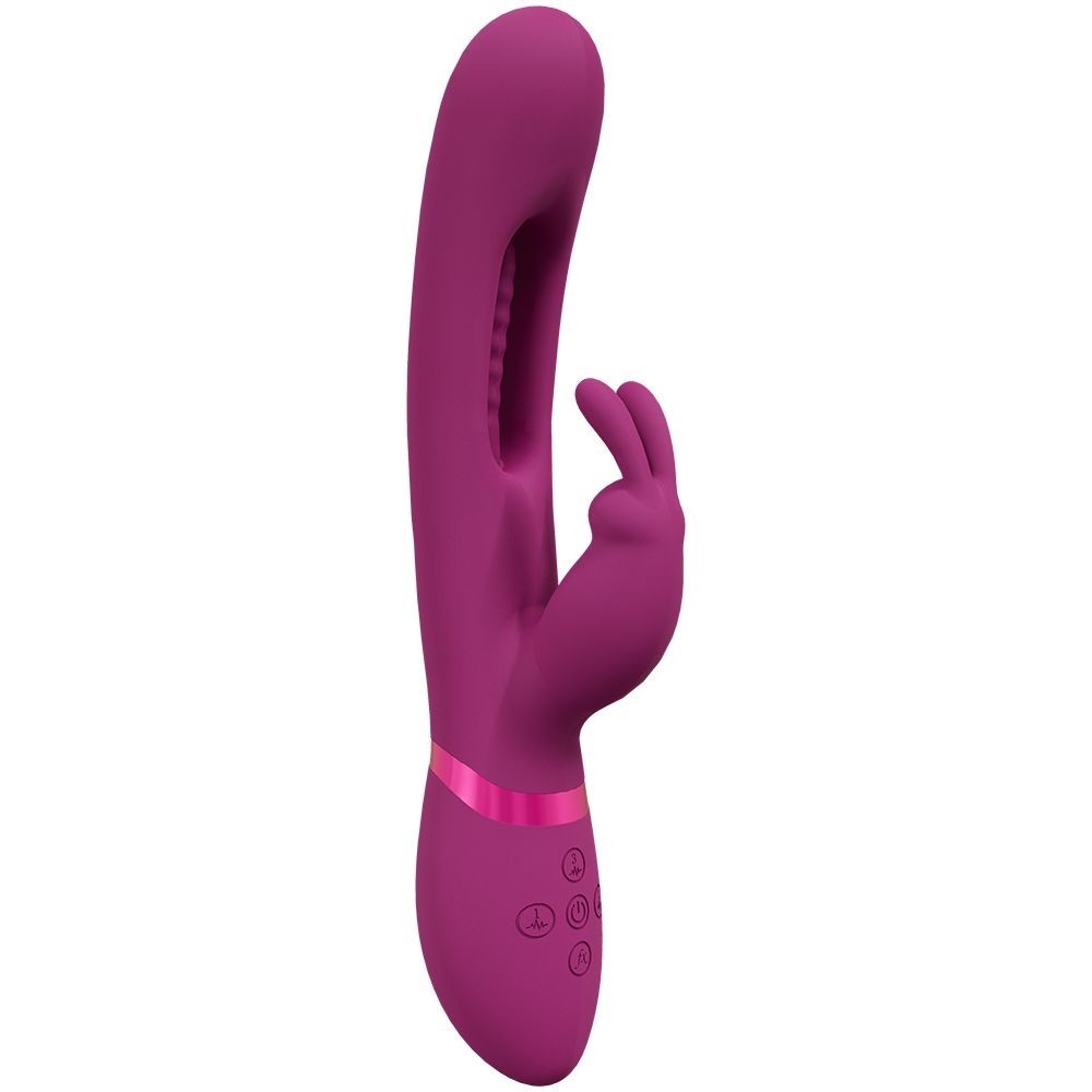 Rabbit vibrátor Vive Mika růžový, silikonový vibrátor na bod G a klitoris 23,2 x 3,3 cm