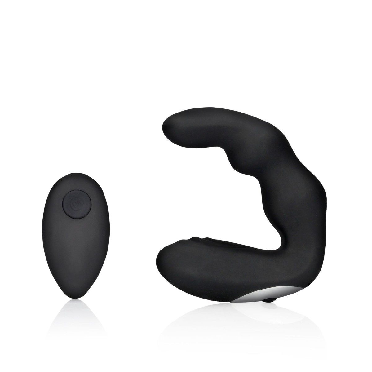 Shots Ouch! Bent Vibrating Prostate Massager with Remote Control Black, silikonový vibrátor na prostatu s dálkovým ovládáním 10,4 x 3,4 cm