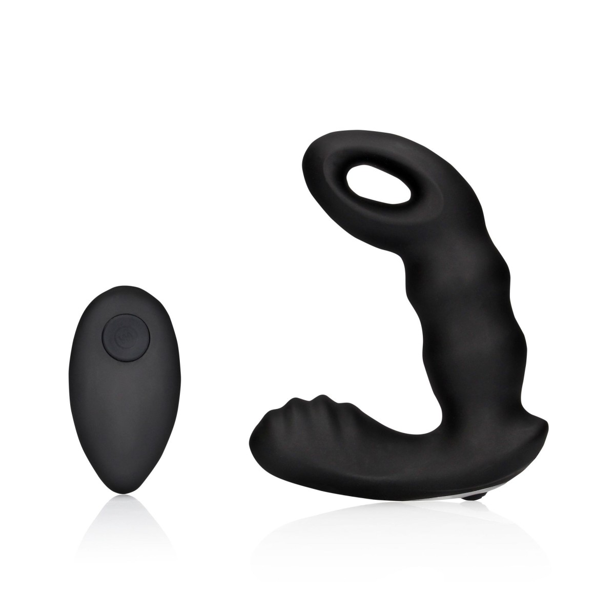 Shots Ouch! Beaded Vibrating Prostate Massager with Remote Control Black, silikonový vibrátor na prostatu s dálkovým ovládáním 12,7 x 3,5 cm