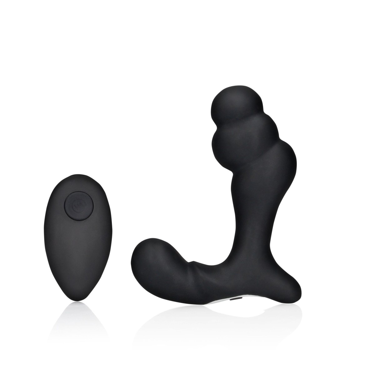 Shots Ouch! Stacked Vibrating Prostate Massager with Remote Control Black, silikonový vibrátor na prostatu s dálkovým ovládáním 11,2 x 3,7 cm