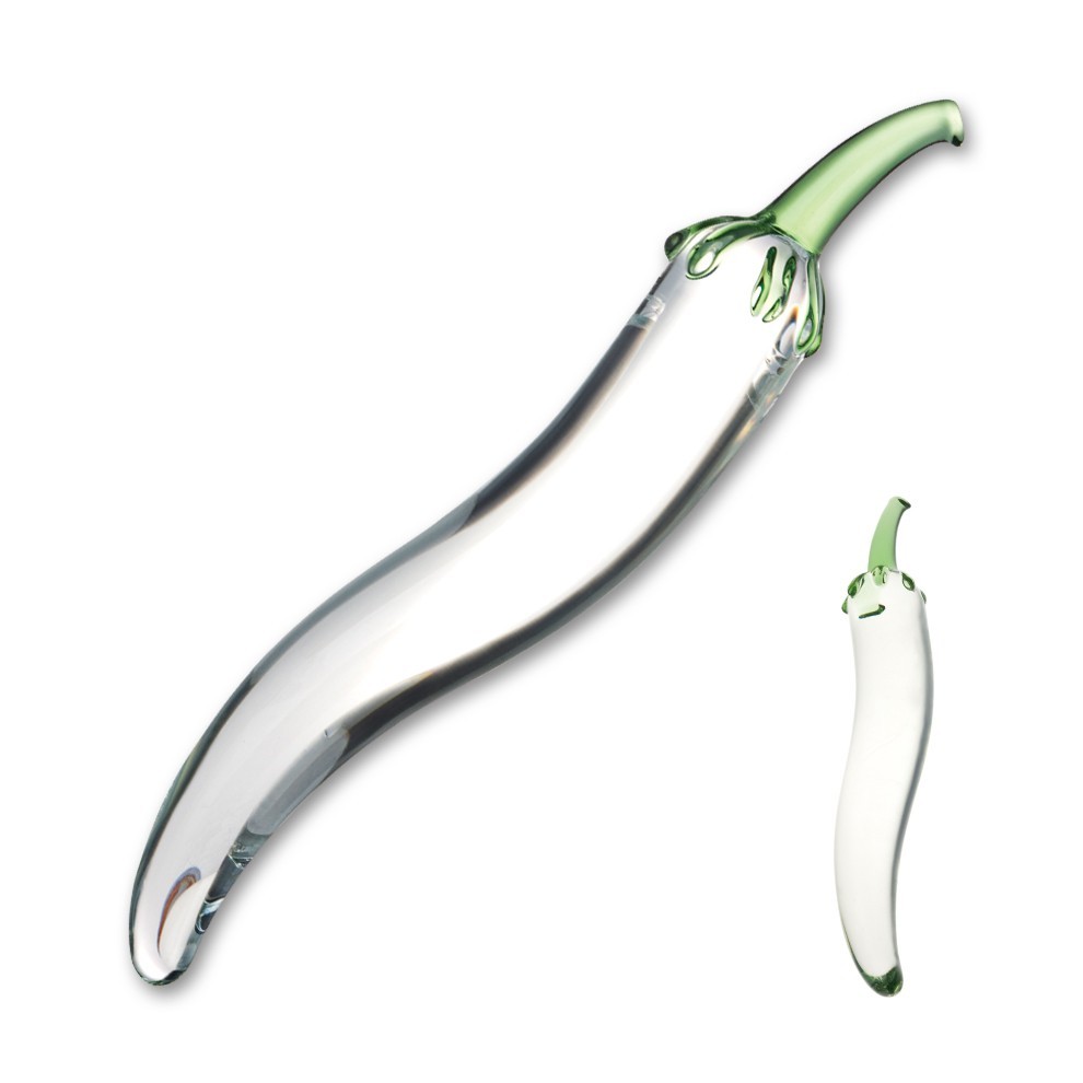 Gläs Glass Naturals Chili Pepper Dildo, sklenené dildo 20,5 x 1,3–3 cm