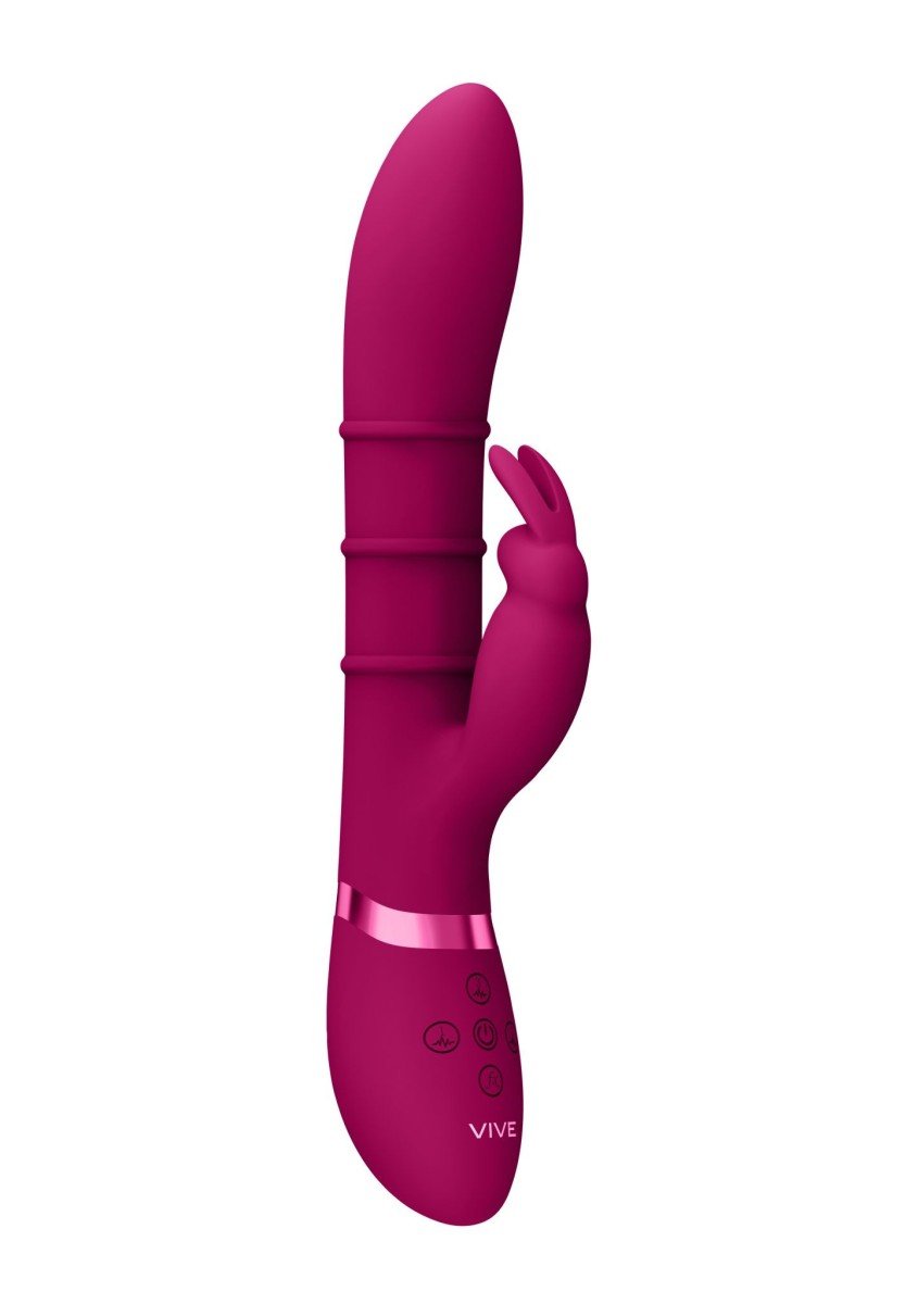 Rabbit vibrátor Vive Sora růžový, silikonový vibrátor na bod G a klitoris 24,2 x 3,4 cm