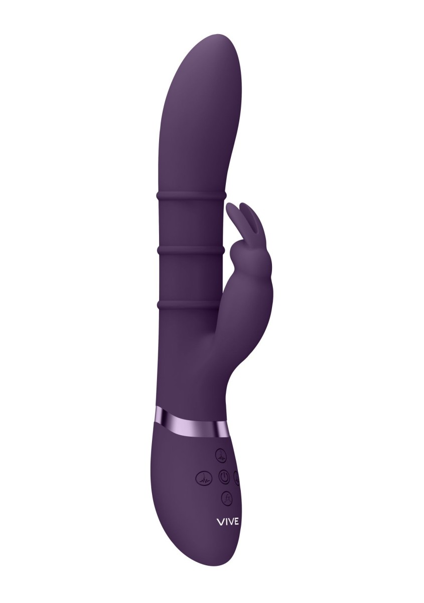 Rabbit vibrátor Vive Sora fialový, silikonový vibrátor na bod G a klitoris 24,2 x 3,4 cm