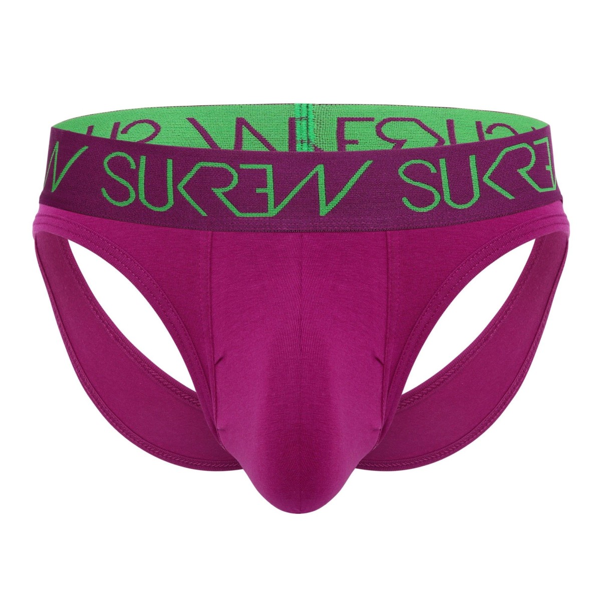 Slipy Sukrew Deep Purple V Brief S, fialové vzadu otevřené pánské slipy