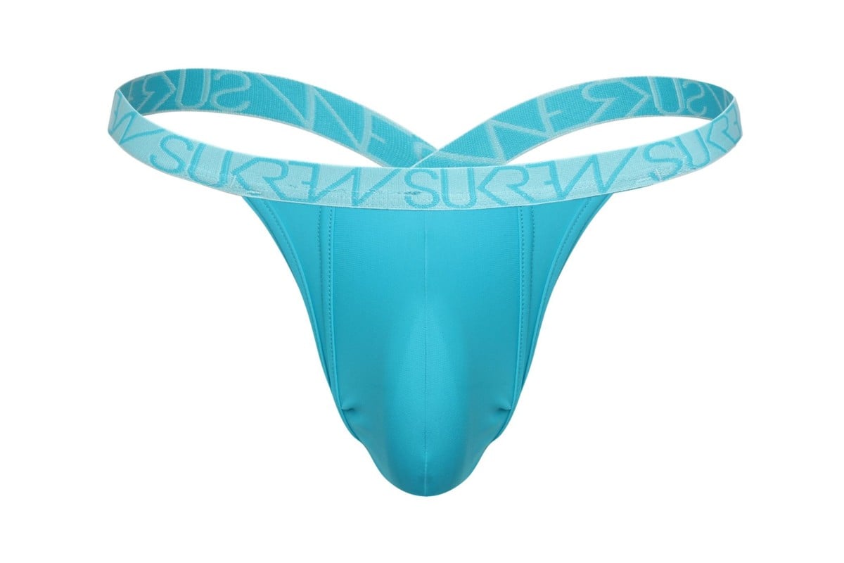 Pánská tanga Sukrew Scuba Blue Bubble Thong M, modrá pánská tanga