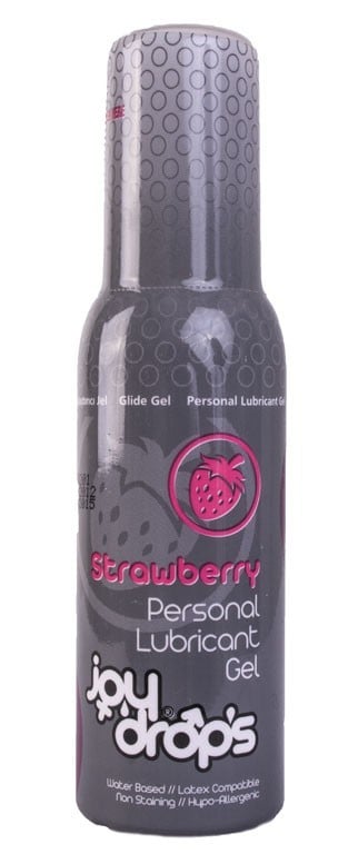 JoyDrops Strawberry Personal Lubricant Gel 100 ml, lubrikant na vodní bázi s příchutí jahod