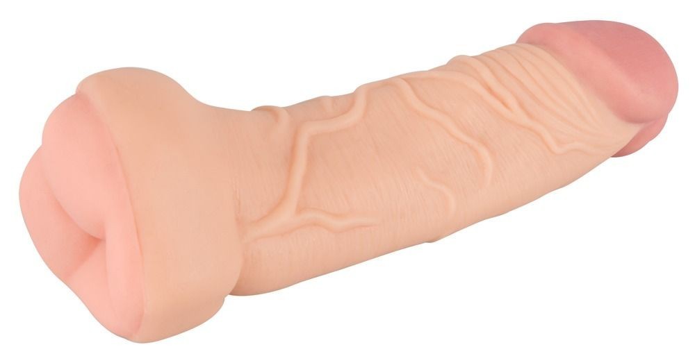 Nature Skin 2 in 1 Extension + Masturbator (Ass), realistický masturbátor a návlek na penis