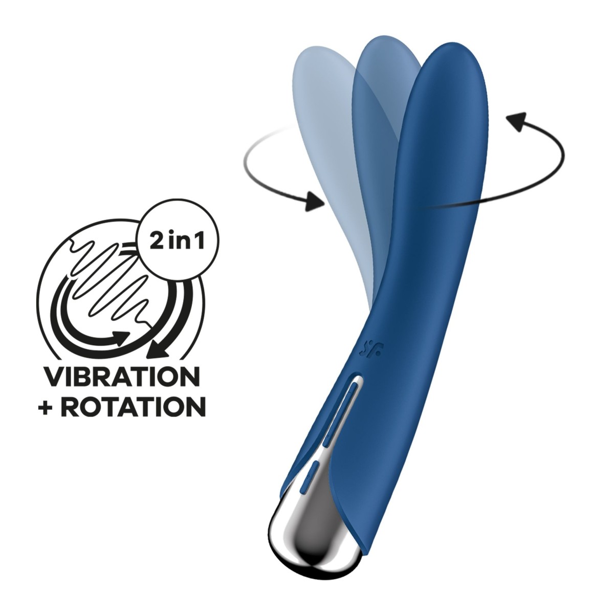 Vibrátor Satisfyer Spinning Vibe 1 modrý, silikonový vibrátor s rotační špičkou 17,5 x 3,5 cm