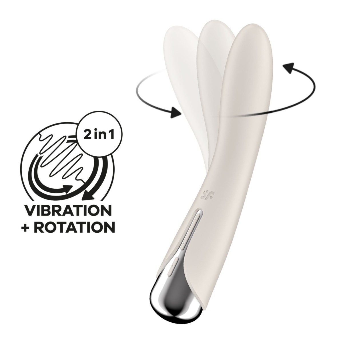 Vibrátor Satisfyer Spinning Vibe 1 béžový, silikonový vibrátor s rotační špičkou 17,5 x 3,5 cm