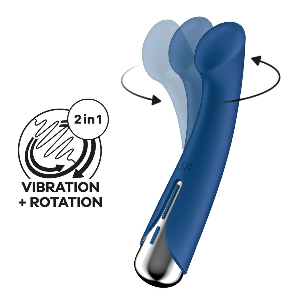Vibrátor Satisfyer Spinning G-Spot 1 modrý, silikonový vibrátor s rotační špičkou 16,5 x 3,5 cm