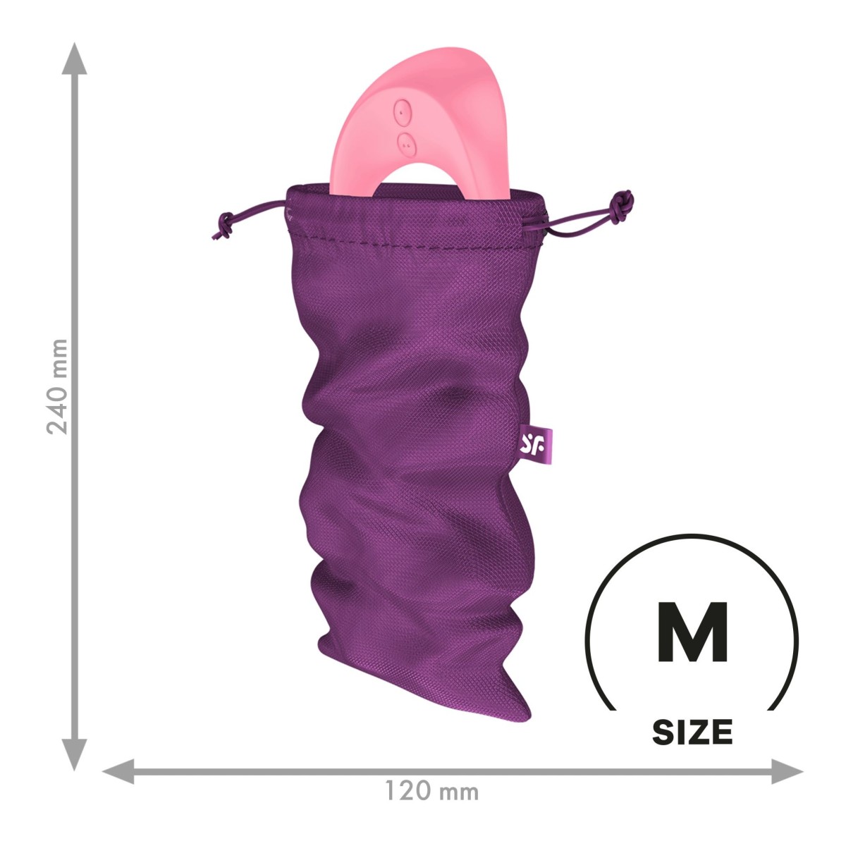 Vak na hračky Satisfyer Treasure Bag M fialový, nylonový vak na erotické pomůcky 24 x 12 cm