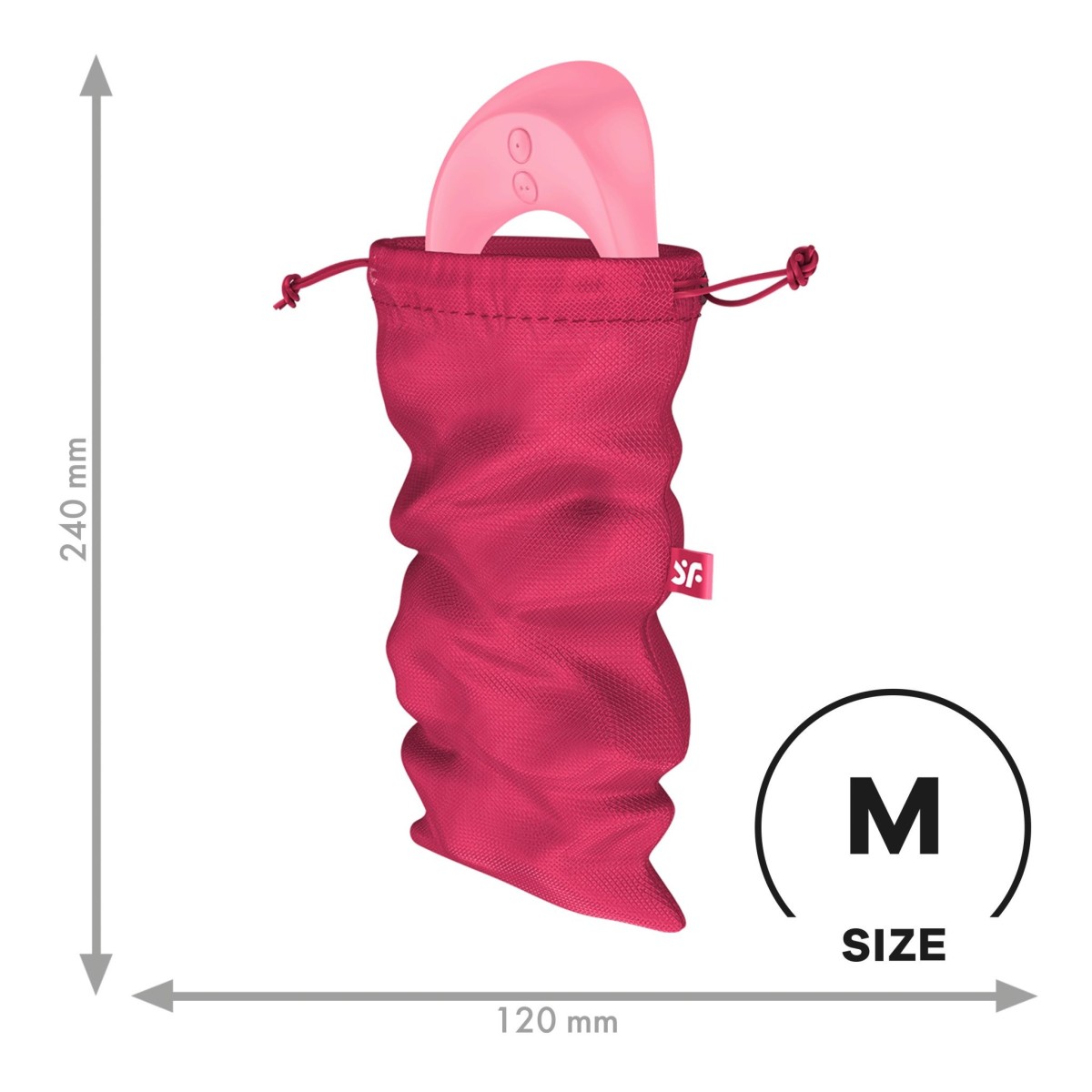 Vak na hračky Satisfyer Treasure Bag M ružový, nylonový vak na erotické pomôcky 24 x 12 cm