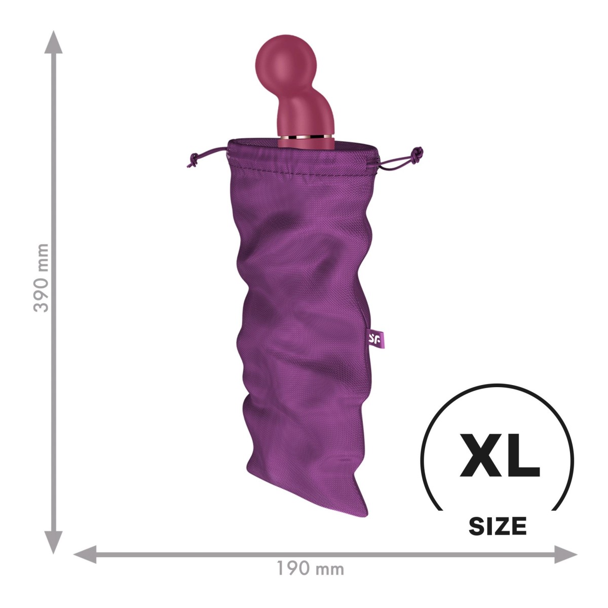 Vak na hračky Satisfyer Treasure Bag XL fialový, nylonový vak na erotické pomůcky 39 x 19 cm
