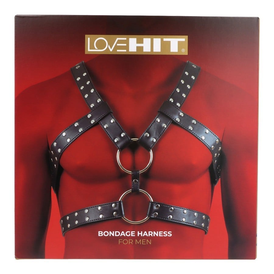 Virgite Love Hit Bondage Harness Mod. 6, černý koženkový pánský postroj