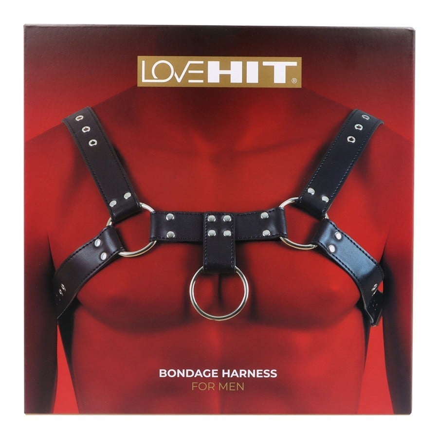 Virgite Love Hit Bondage Harness Mod. 2, černý koženkový pánský postroj