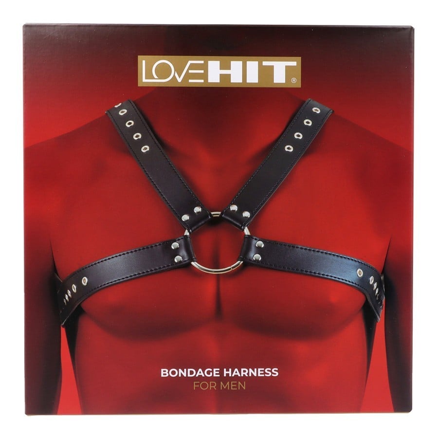 Virgite Love Hit Bondage Harness Mod. 3, černý koženkový pánský postroj