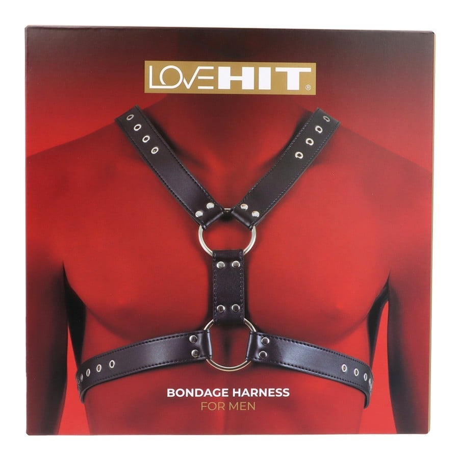 Virgite Love Hit Bondage Harness Mod. 5, černý koženkový pánský postroj