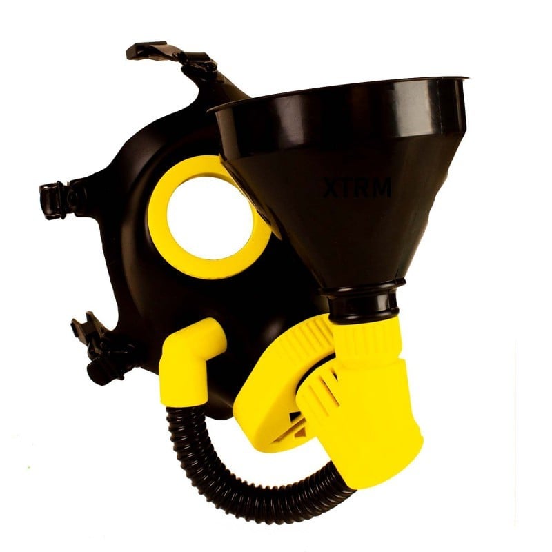 XTRM Soaker Piss Mask Rubber Head Holder Yellow, plynová maska s lievikom na piss play