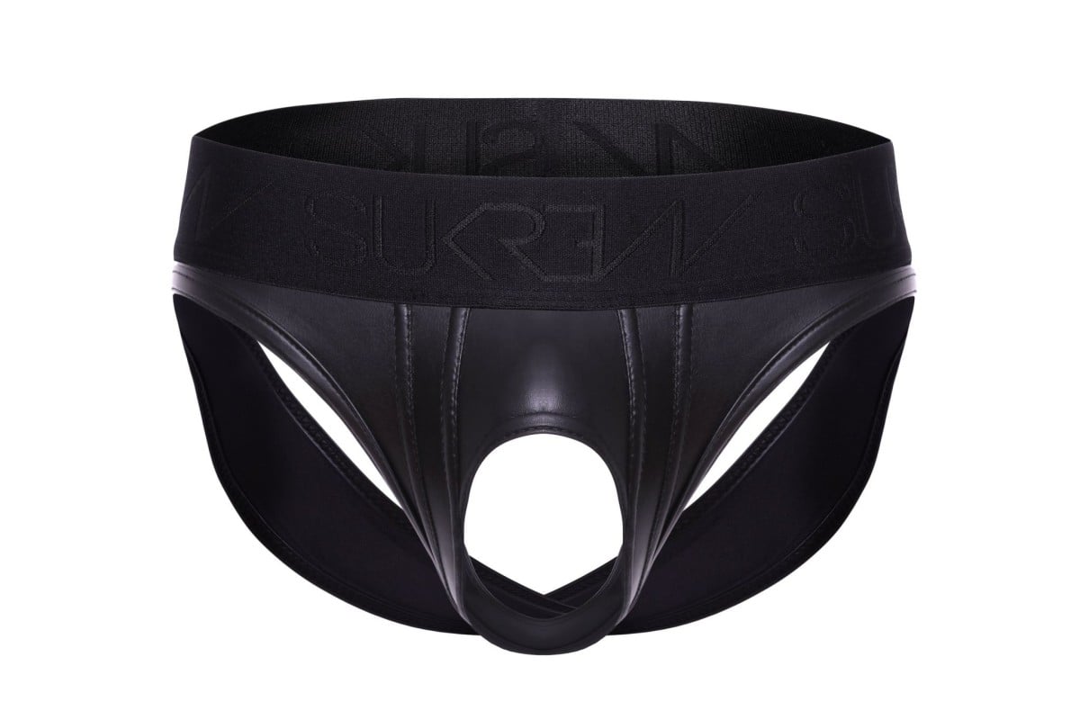 Slipy Sukrew Rubber Look U-Style V-Brief Nightlife Black